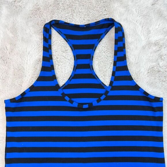 Lululemon Tank Top Womens 6 Blue Black Stripe Racerback Stretch Yoga Gym Workout - Picture 2 of 6